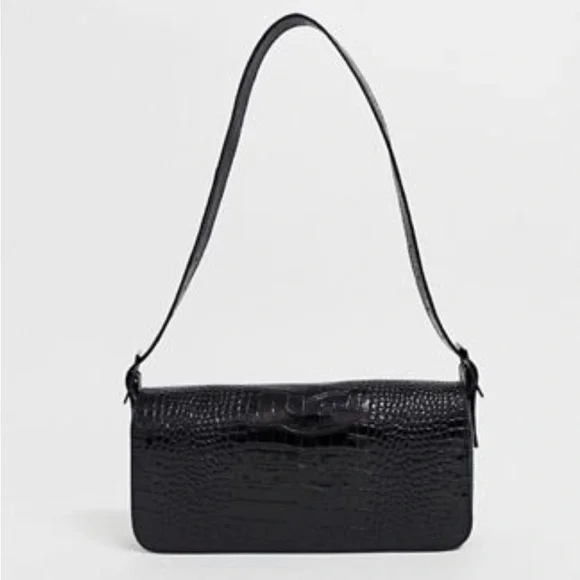 Vagabond LA croc effect shoulder bag in black - Picture 1 of 6